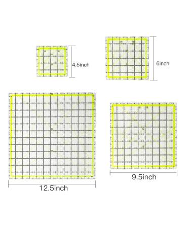 UOOU 4 Pack Quilting Ruler Set - Acrylic Fabric Cutting Rulers for Quilting and Sewing - Non Slip Rings - 4.5x4.5, 6x6, 9.5x9.5, 12.5x12.5 - Green - Buy Online on GoSupps.com