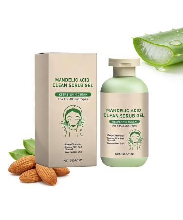 Mandelic Acid Exfoliating Gel Scrub for Face & Body Purifying Pore Refining Peeling Gel Deep Cleansing Moisturizing & Brightening Reduces Blackheads & Uneven Texture for All Skin Types 7Oz