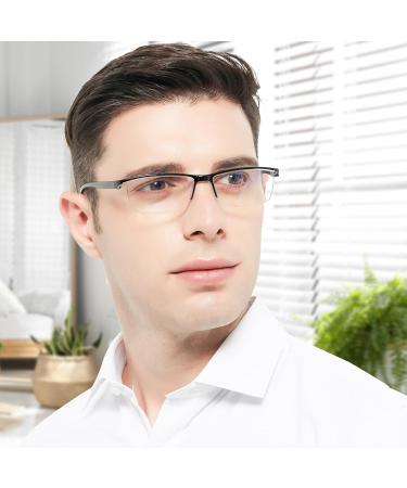 4 Pack Blue Light Blocking Reading Glasses for Men - UV Filter Readers in Multiple Strengths (1.0 to 4.0) - Stylish Black Design - Buy Online on GoSupps.com