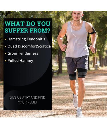 Buy Abyon Thigh Bandage for Men & Women - 2 Pack Compression Support for Knee Quad & Groin Pain Relief - Breathable & Non-Slip - Large Black - Buy Online on GoSupps.com