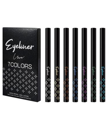 7 Colored Glitter Eyeliner Pencils Set Colorful Neon Liquid Eyeliner Waterproof Smudgeproof Long Lasting Colorful Eye Shadow Pencil Halloween Christmas Makeup Present Kit for Women