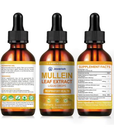 Javeriah Mullein Drops for Lungs Cleanse - Cordyceps, Marshmallow Root & Licorice Root Extract, Respiratory Herbal Supplement with Mullein Leaf Extract for Immune Support & Bronchial Cleanse, 2 Fl Oz - Buy Online on GoSupps.com