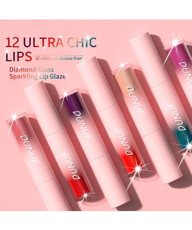 12 Colors Matte to Glitter Liquid Lipstick Set - Long Lasting Waterproof Lip Gloss Gift Kit for Halloween & Christmas - Buy Online on GoSupps.com