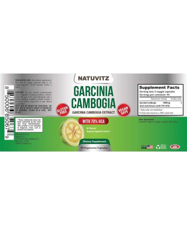 NATUVITZ Garcinia Cambogia Extract 70% HCA 1600mg (90 Count) - Vegan Friendly, Gluten Free, Non-GMO Digestion & Metabolism Booster Pills - Buy Online on GoSupps.com