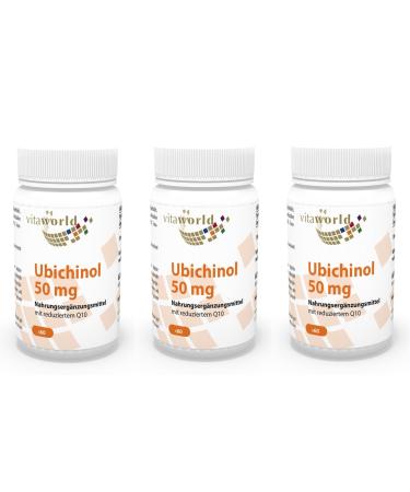 Pack de 3 Vita World Ubichinol 50mg 3 x 60 Capsules Antioxydants Q10 Made in Germany