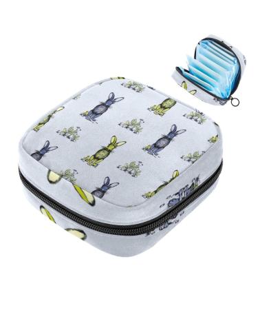 Menstruation pad bag with zipper women's napkin bag tampons collective bags for women and girls (rabbits wild animals)