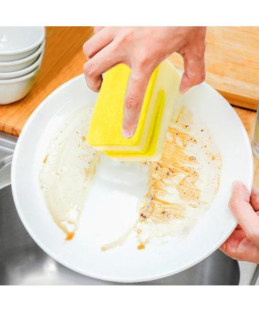 Huyath Scrub Sponges Kitchen U-Shaped Dish Scrubber Scouring Pad | Kitchen Sponges and Scrubbers Dish Wash Sponge Scrubbing Sponge for Cleaning Dishes Yellow - Buy Online on GoSupps.com