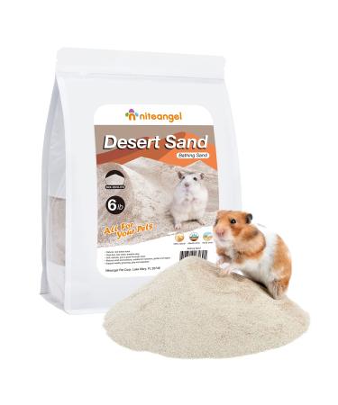 Niteangel Hamster Desert Bath Sand | No-Dust Bath or Potty Litter Sand for Hamster Chinchillas Gerbil Mice Degu or Other Small Pets 6lb Desert Sand & Zeolite Particles