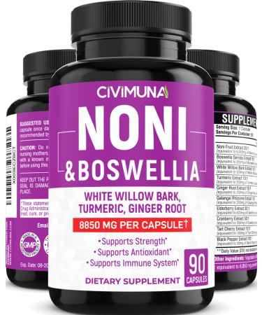 CIVIMUNA Noni Capsules 8850mg - Noni, Boswellia, White Willow Bark - 3 Months Supply