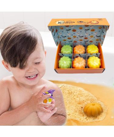 Halloween Pumpkin Bath Bomb Gift Set for Kids - 6 Pack with Toys Inside | Handmade Natural Bath Bombs with Surprises - Buy Online on GoSupps.com