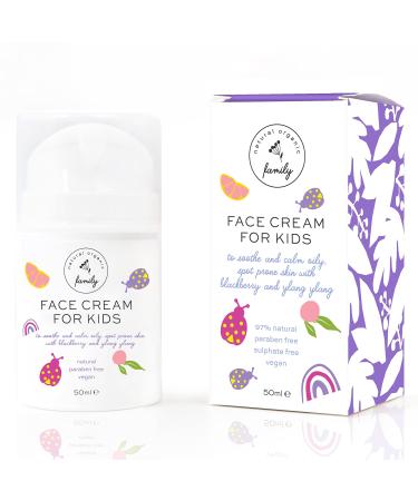 Gentle Face Cream Moisturizer for Kids and Preteens with Normal to Oily Skin, Kids Acne Treatment – Nourishing and Calming for All Skin Types – Blackberry & Ylang - Free from Parabens, Sulphates, Natural ingredients and Ve…