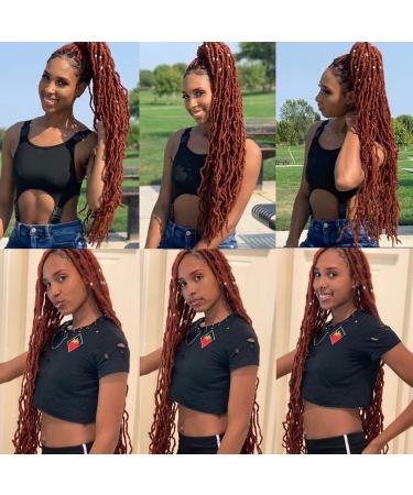 ZRQ 24 Inch Ginger Soft Locs Crochet Hair - 6 Packs Pre-looped Goddess Locs Curly Wavy 350 Crochet Locs. Synthetic Copper Red Afro Roots Dreadlocks Hair Extensions - Buy Online on GoSupps.com