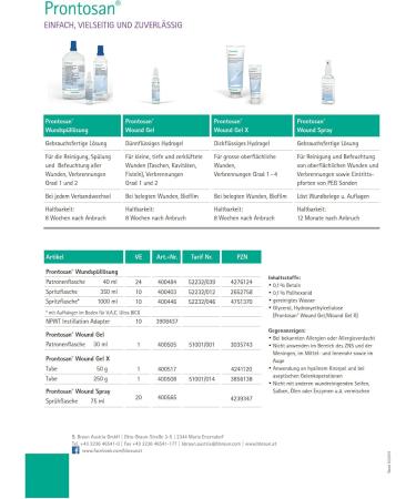 B Braun Melsungen AG Prontosan Wound Irrigation Solution cleaning rinsing and moisturizing of acute chronic and infected skin wounds and burns 350 ml spray bottle - Buy Online on GoSupps.com