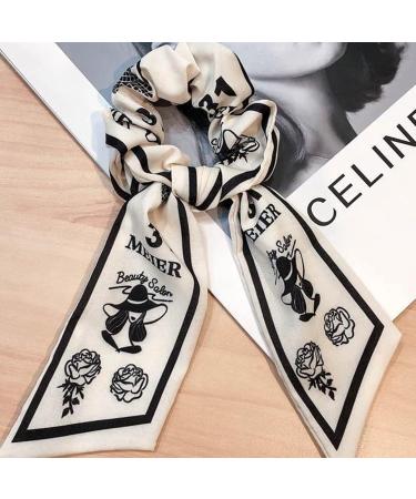 Women's Vintage Bow Hair Scrunchie - White Hair Tie Rope for Classic Style - Buy Online on GoSupps.com