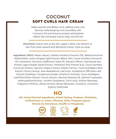 Desert Essence Coconut Soft Curls Hair Cream - Define and Smooth Curls with Black Oat & Nopal Cactus - Vegan Gluten-Free 6oz - Buy Online on GoSupps.com