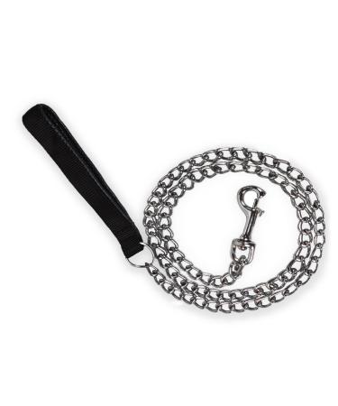 Pettom dog leash strong metal chain line practice leash with PU leather and padded nylon handle training lines for small medium and large dogs (L: 0.4cm*120cm) silver width: 0.4 cm Length: 120 cm - Buy Online on GoSupps.com
