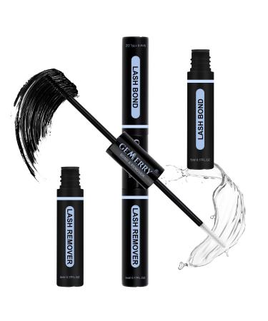 GEMERRY Lash Bond and Remover 48H+ Lash Bond Waterproof Cluster Lash Glue & Lash Cluster Glue Remover Eyelash Glue for DIY Eyelash Extensions Lash Remover for Lash Extensions Beginner (5ml+5ml) Lash Bond & Remover 10ml