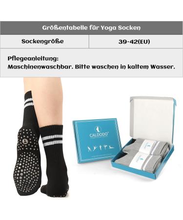 Caldodo Stopper Socks for Women - 4 Pairs Anti-Slip Yoga & Pilates Socks (Sizes 39-42) - Ideal Gifts with Nubs (2 Black/2 Gray) - International Shipping Available - Buy Online on GoSupps.com