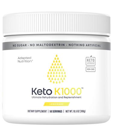 Keto K1000 Electrolyte Powder | Hydration Supplement Drink Mix | Boost Energy & Beat Leg Cramps | No Maltodextrin or Sugar | Lemonade | 50 Servings