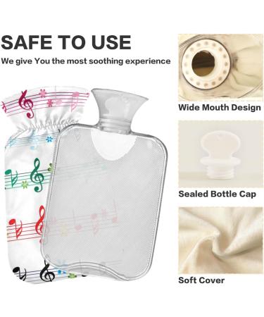 Colorful Naanle Hot Water Bottle with Musical Notes - 1L for Bed Hand & Feet Pain Relief | Transparent Bag Included - Heat & Cold Therapy - Buy Online on GoSupps.com