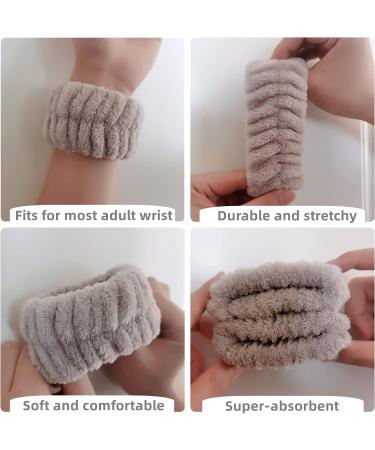 4 Pcs Microfiber Face Washing Wristbands - Soft & Absorbent Scrunchies for Women/Girls - Brown Spa Wrist Wash Bands - Buy Online on GoSupps.com