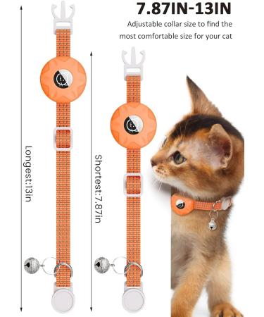 Buy Airtag Cat Collar - Reflective Kitten Neck Band | Light Tracker with Bell for Young Cats - Orange - Buy Online on GoSupps.com