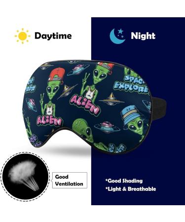 LynaRei Cartoon Green Alien Sleep Mask - Peace Love Blindfold for Full Night's Sleep, Travel and Nap Style-1 - Buy Online on GoSupps.com