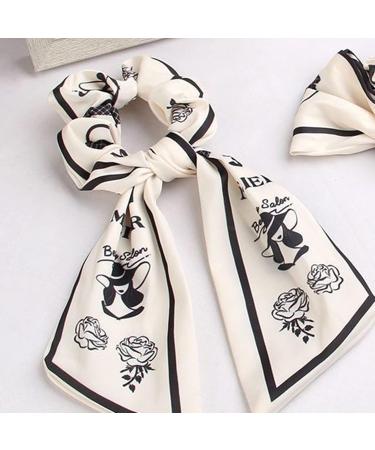 Women's Vintage Bow Hair Scrunchie - White Hair Tie Rope for Classic Style - Buy Online on GoSupps.com