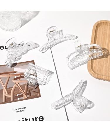 DEEKA 5 Pcs Clear Large Hair Claw Clips - White Thick Long Jaw Barrettes for Women and Girls - Buy Online on GoSupps.com