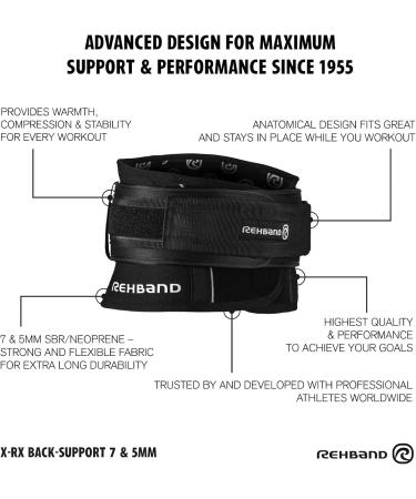 Rehband X-RX Back Support - 7mm Neoprene Heavy Weightlifting Belt | 2-in-1 Support for Optimal Performance | Black M - Buy Online on GoSupps.com