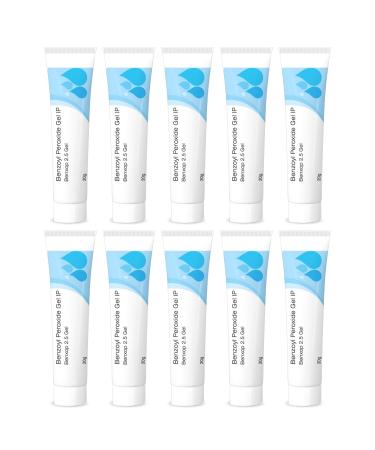 Salve Benxop Benzoyl Peroxide 2.5% Pimples Cream 20gm (0.70 Oz) (2.5% Gel (Pack of 10))