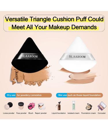 Velour Triangle Powder Puff & Kabuki Brush Set for Flawless Face Makeup | Black+White - Buy Online on GoSupps.com