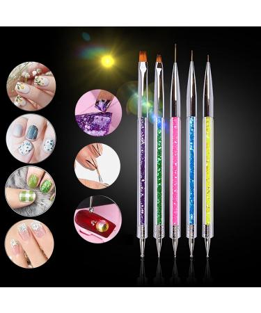 Waldd 5-Piece Nail Art Brush Set - Double Ended Dotting Tools with Multi-Colored Nail Brushes for Manicure Care - Buy Online on GoSupps.com