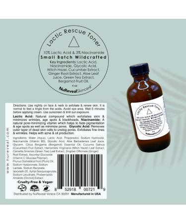 Skincare Lactic Rescue Toner - Vegan Hydrating Toner for Acne Prone Skin Balances & Refreshes with Lactic Acid Improves Skin Tone - Buy Online on GoSupps.com