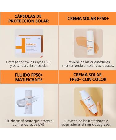 Kosei KOSEI HELIOKOS Sunscreen SPF 50+ Face and Body Sunscreen Protects against UVA/UVB rays Contains vitamin E prevents burns mattifying and invisible fluid - Buy Online on GoSupps.com