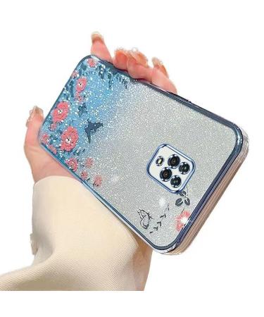 Tivenfezk nadoli glitter diamond case for xiaomi redmi note 9s sparkle flower butterfly cell phone cover soft gradient cover frame glossy silicone rhinea