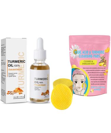 BEROZA Avanise Pack of 40 Kojic Acid and Turmeric Cleansing Pads 30ml Turmeric Essence Kojic Acid and Turmeric Cleansing Pads Azuveas Pads for Face and Body (A)