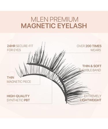 MLEN Dual Magnetic Eyelashes - Reusable 3D Lashes Extension with Tweezers - Glue and Eyeliner Free - Manga Damsel Design - Buy Online on GoSupps.com