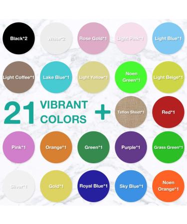 HTVRONT Heat Transfer Vinyl Bundle - 24 Pack 12x12 Iron-On Vinyl Sheets for T-Shirt, 21 Assorted Colors HTV Vinyl with Teflon Sheet & Weeding Hooks - Buy Online on GoSupps.com