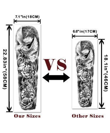 Waterproof Full Arm Temporary Tattoos 8 Sheets + Half Arm Shoulder Tattoo 8 Sheets - Extra Large Lasting Tattoo Stickers for Men and Women | 22.83X7.1 - Buy Online on GoSupps.com