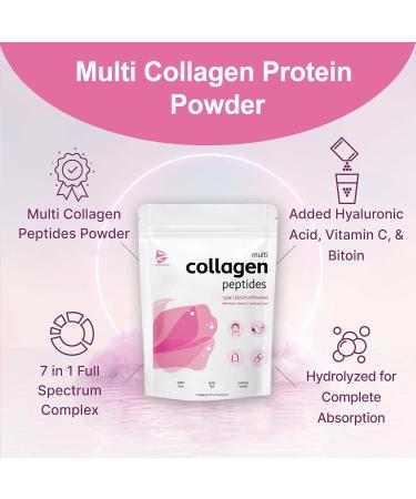 Multi Collagen Peptides Powder Hydrolyzed Protein Peptides-5 Type (I II III V X) with Hyaluronic Acid & Vitamin 16 oz-Non GMO Hydrolyzed Collagen Powder Unflavored - Buy Online on GoSupps.com