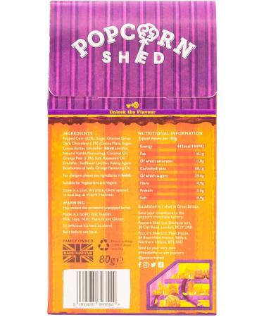 Popcorn Shed Chocolate Orange Gourmet Popcorn Gift Box - Gluten Free Vegan Snack 80g - Perfect for Movie Night - Christmas Popcorn - Pack of 1 - Buy Online on GoSupps.com