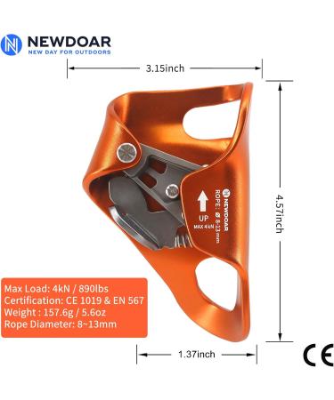 Newdoar CE-Certified Climbing Breast Ascender | Vertical Cable Climbing Equipment for 8-13mm Rope - Perfect for Tree Climbing and Climbing Enthusiasts - Buy Online on GoSupps.com