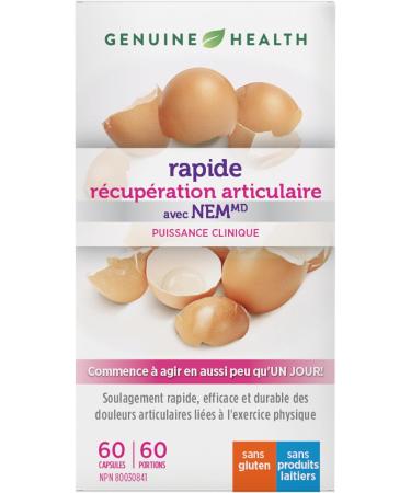 Genuine Health Fast Joint Recovery 60 vegetarian capsules Natural Eggshell Membrane Natural joint pain and inflammation relief as little as 1 day Dairy soy & gluten-free - Buy Online on GoSupps.com