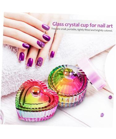 minkissy 10 Pcs Colorful Crystal Cup Nail Tips for Acrylic Nails Professional Monomer Dappen Dishes Nail Art Cup Nail Art Dappen Dish Acrylic Nail Brush Glass Storage Box Liquid - Buy Online on GoSupps.com