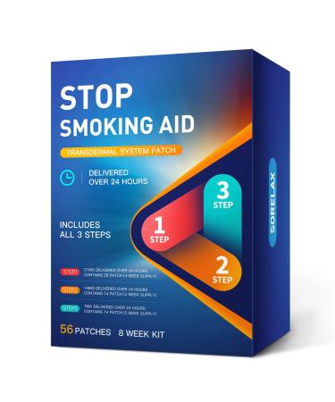 Sorelax Quit Smoking Patches, Step 1 Through 3 to Quit Smoking, 21, 14, 7mg Patches to Quit Smoking, Stop Smoking Aids Patch Kit, 56 Count, 8 Week Supply