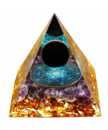 Orgonite Pyramids Obsidian&Amethyst Nubian Orgone Gifts Healing Crystals Pyramids Chakra Stones Protection Reiki Chakra Meditation