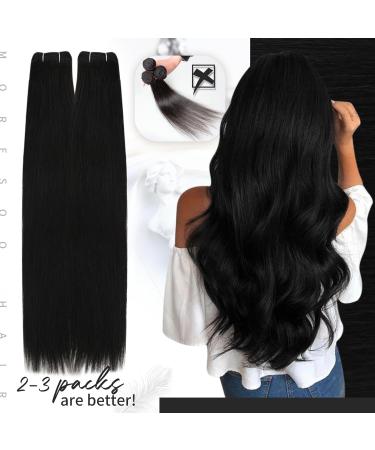 Moresoo Double Weft Sew in Human Hair Extensions - Natural Black 16 Inch #1B - Buy Online on GoSupps.com