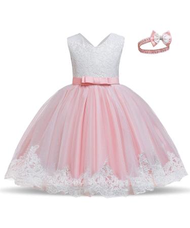 TTYAOVO Baby Princess Dress 2-3 Years | Baptism Christening Tutu Gown | Wedding Pageant | Pink & White - Buy Online on GoSupps.com
