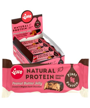 Vive Gluten Free Protein Bars High Protein Snacks Vegan High-Fibre 100% Natural Non-Dairy Peanut Butter Jelly Flavour 12 x 49g Peanut Butter Jelly 12 Count (Pack of 1)